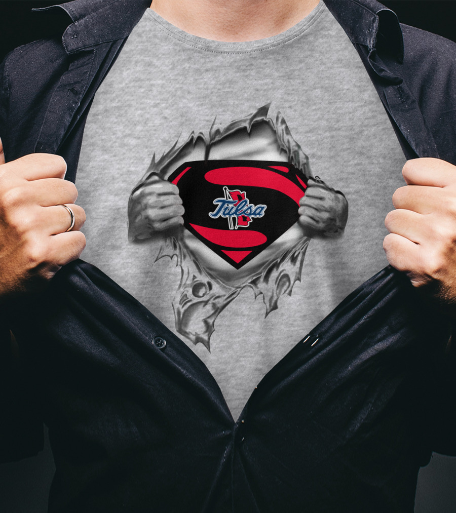 Tulsa Golden Hurricane Superman Logo Rip Superman Style T-Shirt