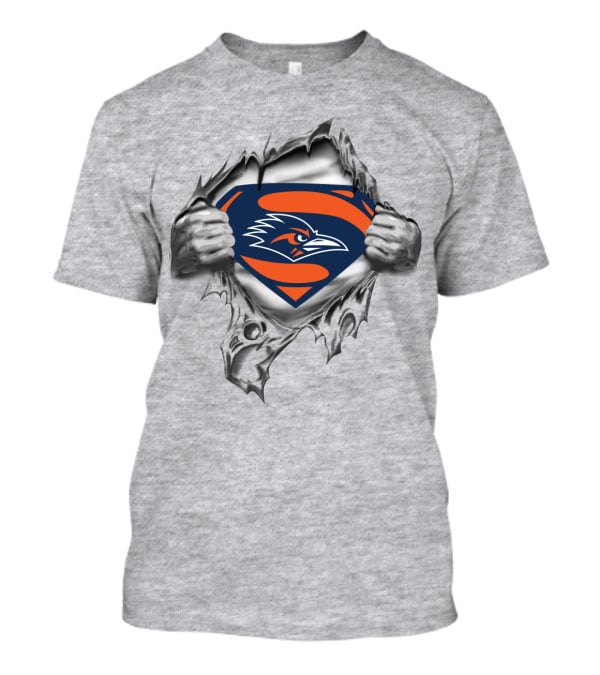 Utsa Roadrunners Superman Logo Design With Ripping Hands T-Shirt