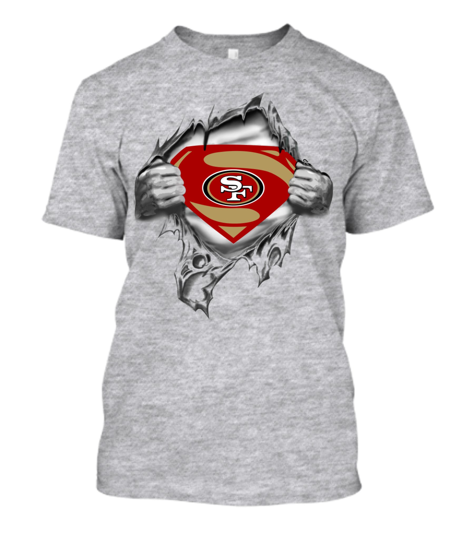 San Francisco 49ers Emblem With Superhero Rip And Sf T-Shirt