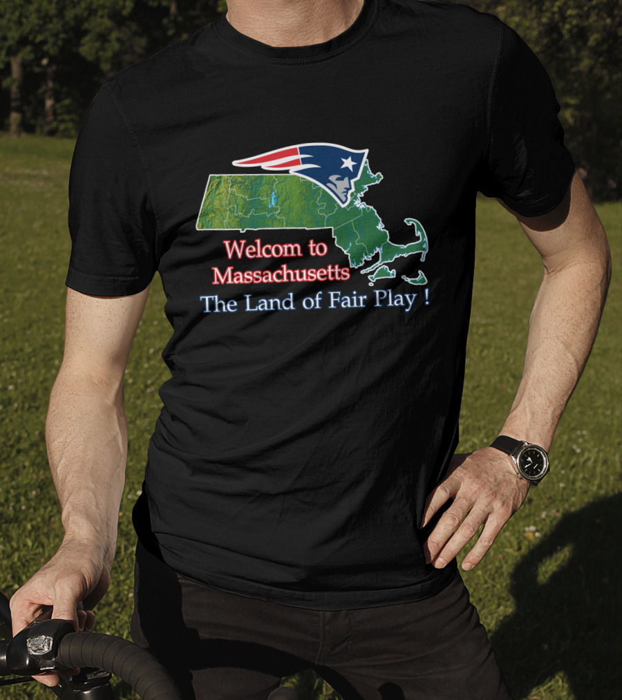 Welcome To Massachusetts The Land Of Fair Play Patriotic Map T-Shirt