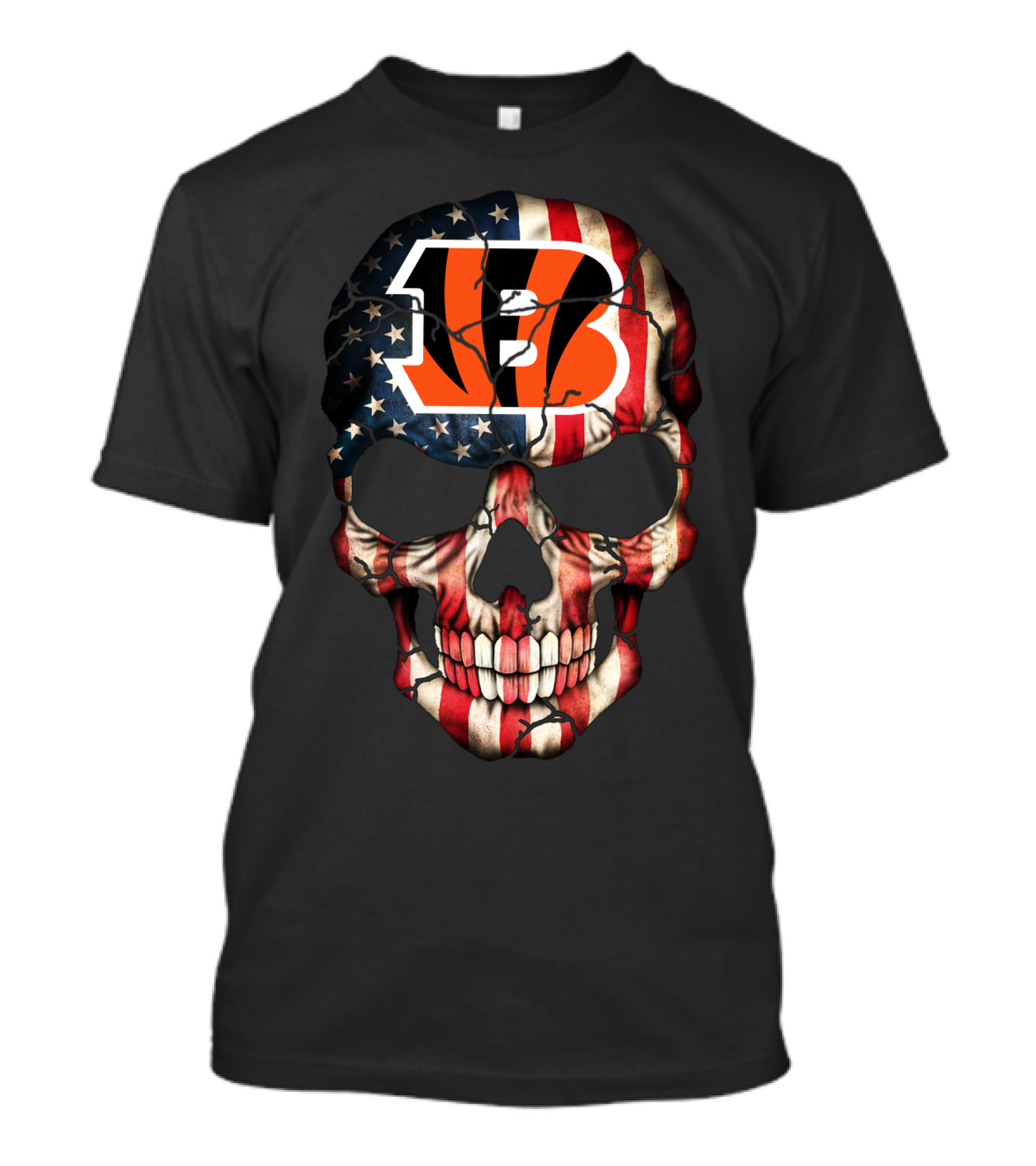 Bengals Skull American Flag T-Shirt