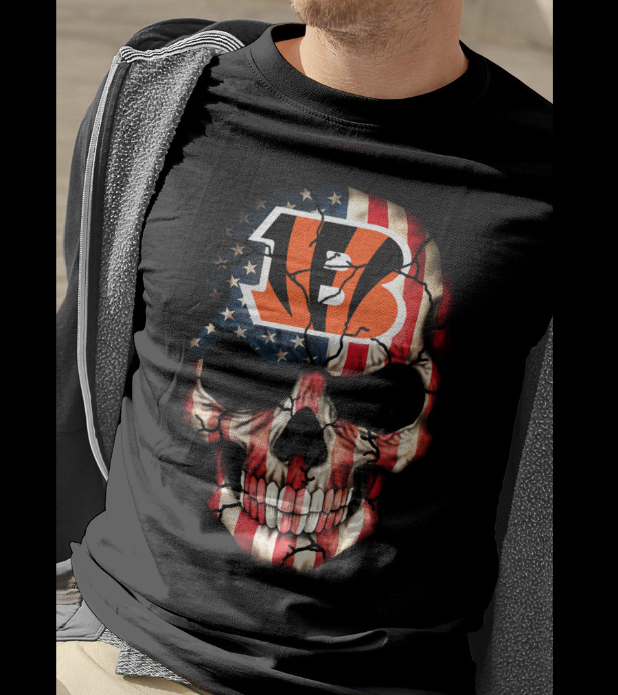 Bengals Skull American Flag T-Shirt