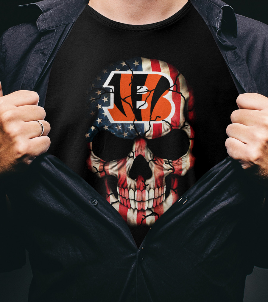 Bengals Skull American Flag T-Shirt