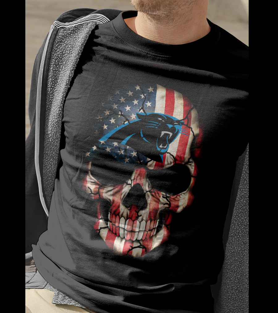 Panthers American Flag Skull T-Shirt