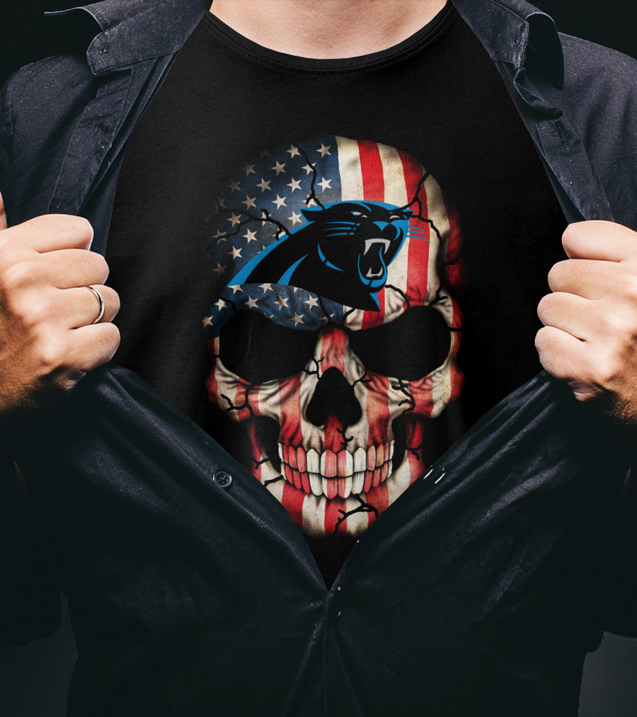 Panthers American Flag Skull T-Shirt