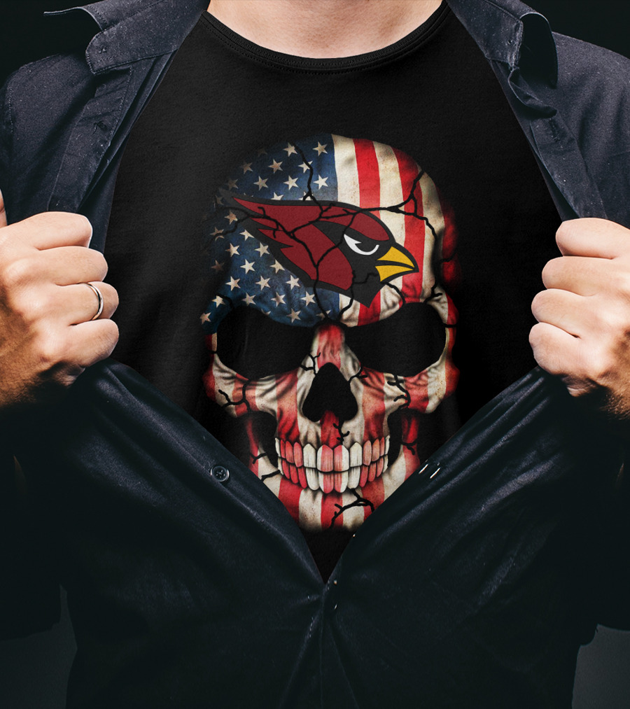 American Flag Cardinals Skull T-Shirt