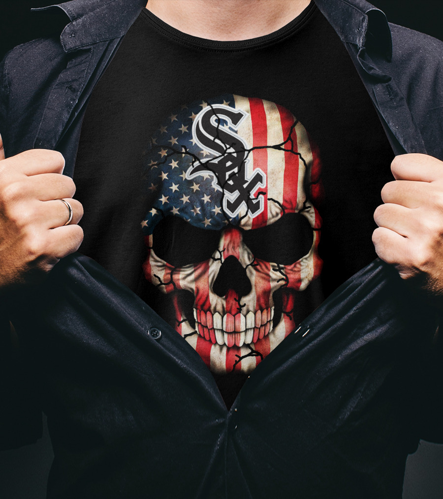 Chicago White Sox American Flag Skull T-Shirt
