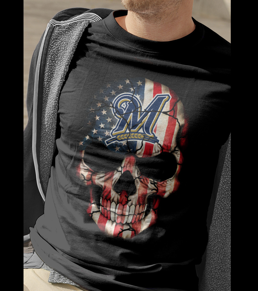 Brewers American Flag Skull T-Shirt