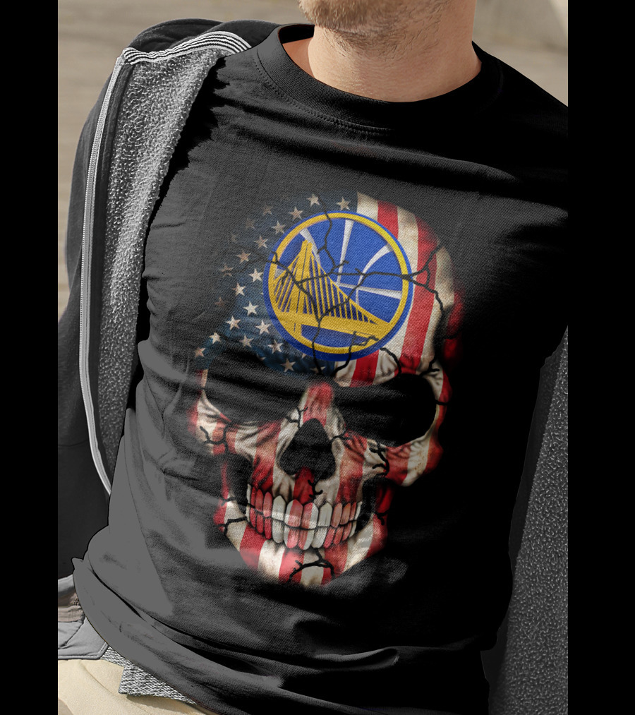 Golden State Warriors American Flag Skull T-Shirt