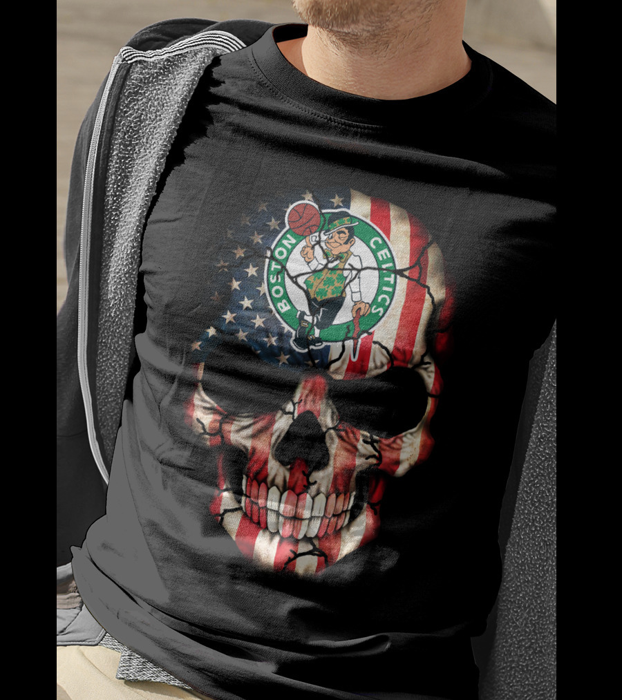 Boston Celtics Skull American Flag T-Shirt