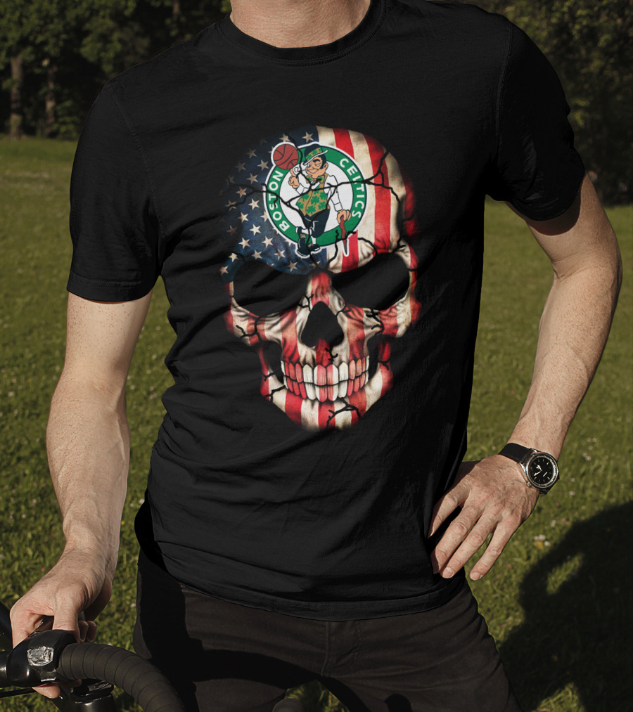 Boston Celtics Skull American Flag T-Shirt