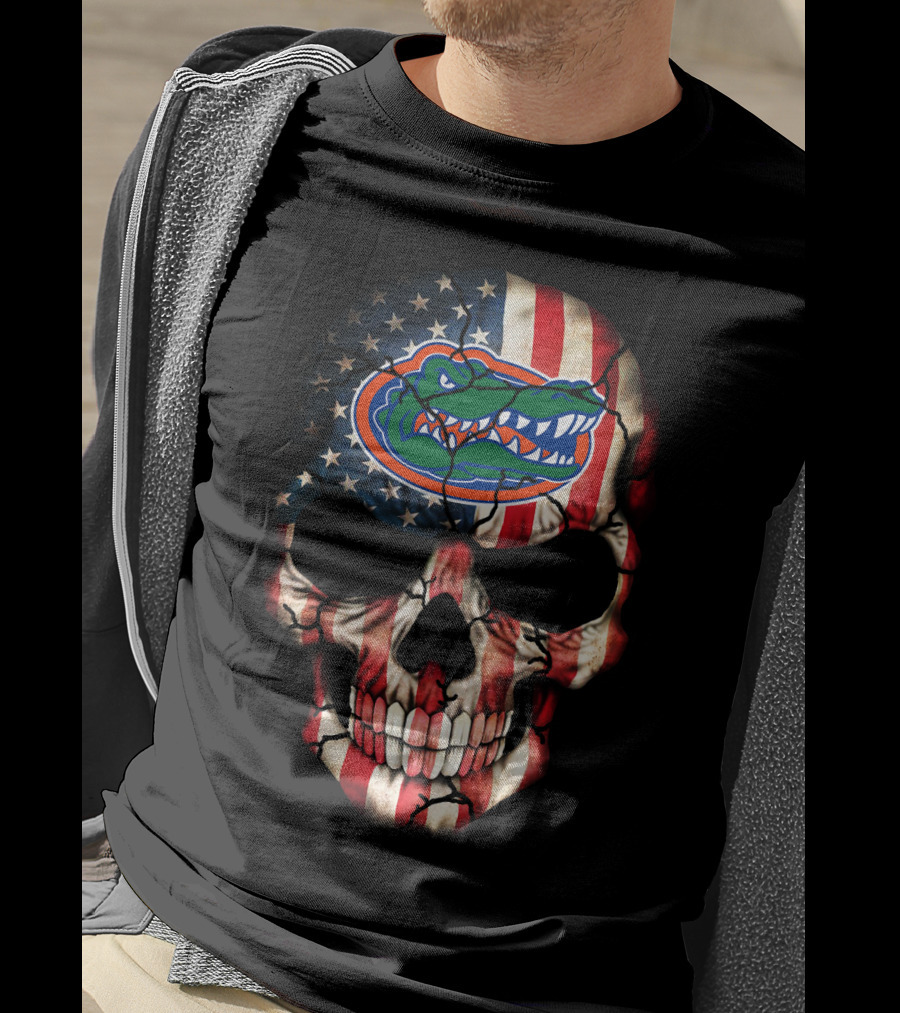 Florida Gators American Flag Skull T-Shirt