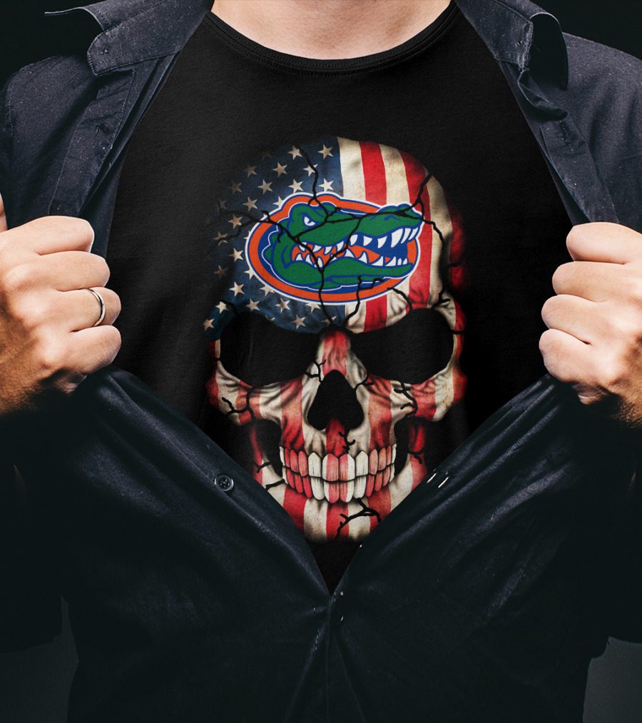 Florida Gators American Flag Skull T-Shirt