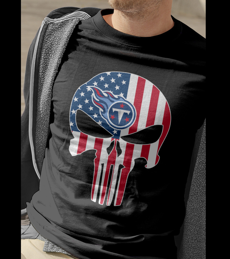 Tennessee Titans American Flag Skull T-Shirt