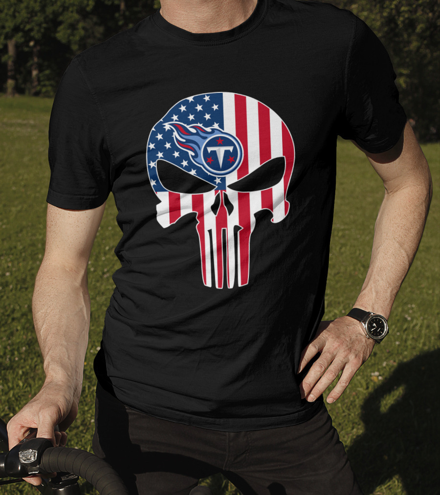 Tennessee Titans American Flag Skull T-Shirt