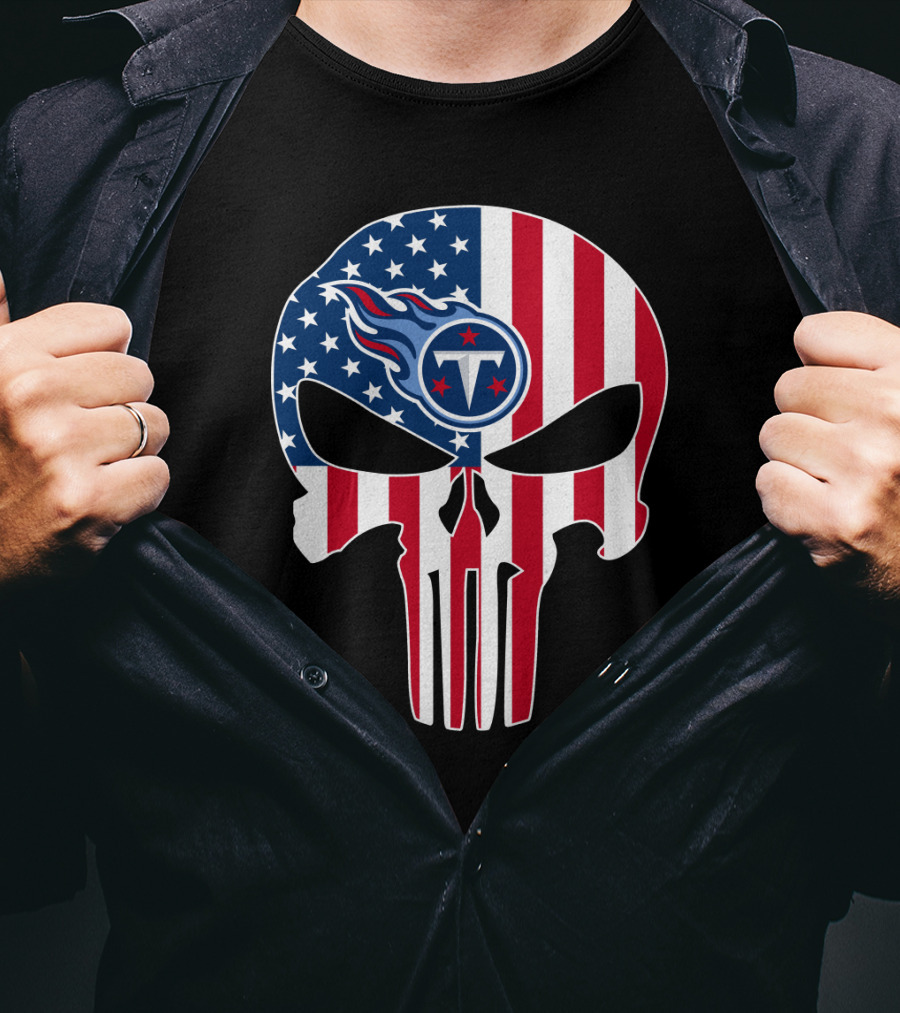 Tennessee Titans American Flag Skull T-Shirt