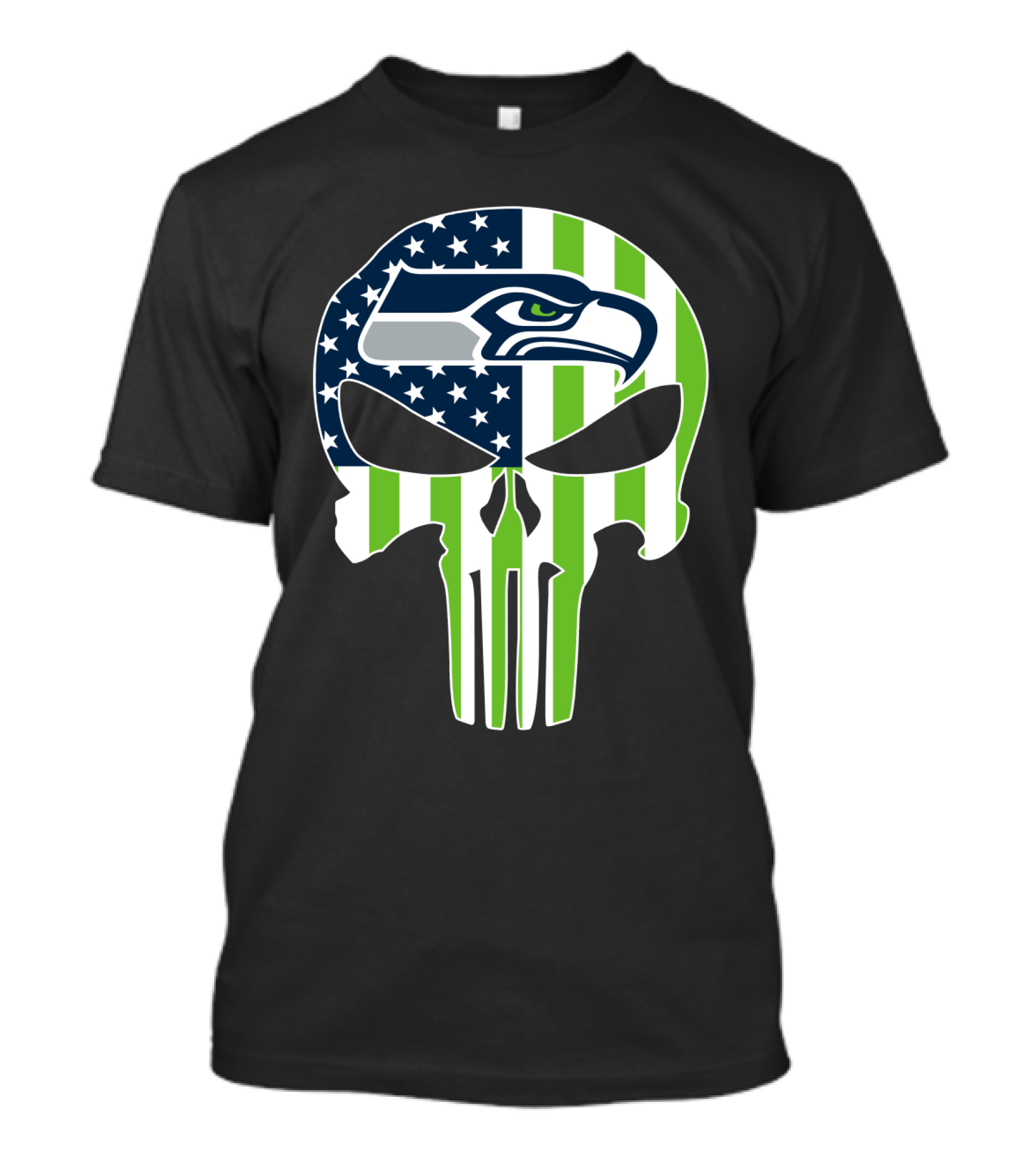 Seahawks Skull American Flag T-Shirt