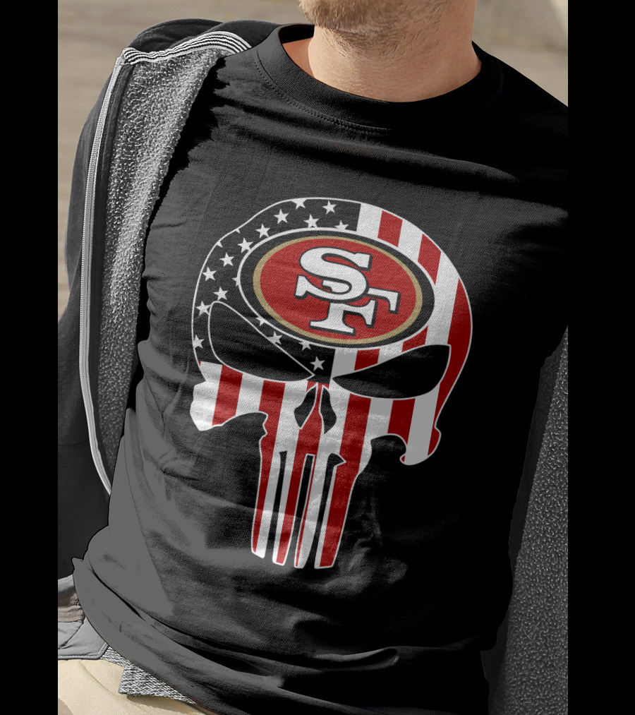 Sf 49ers American Flag Skull T-Shirt
