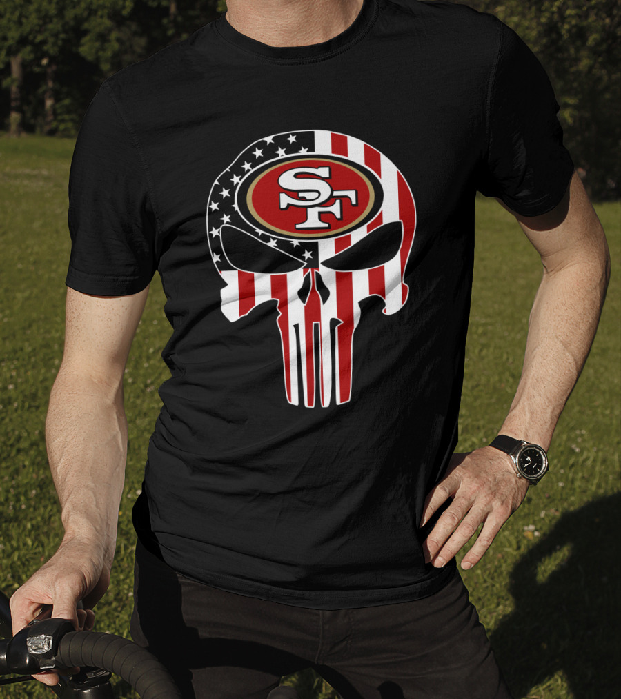 Sf 49ers American Flag Skull T-Shirt