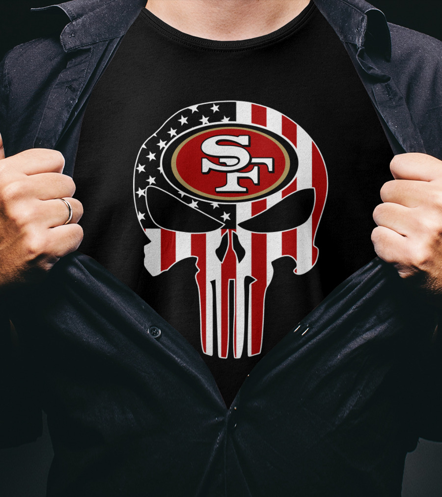 Sf 49ers American Flag Skull T-Shirt