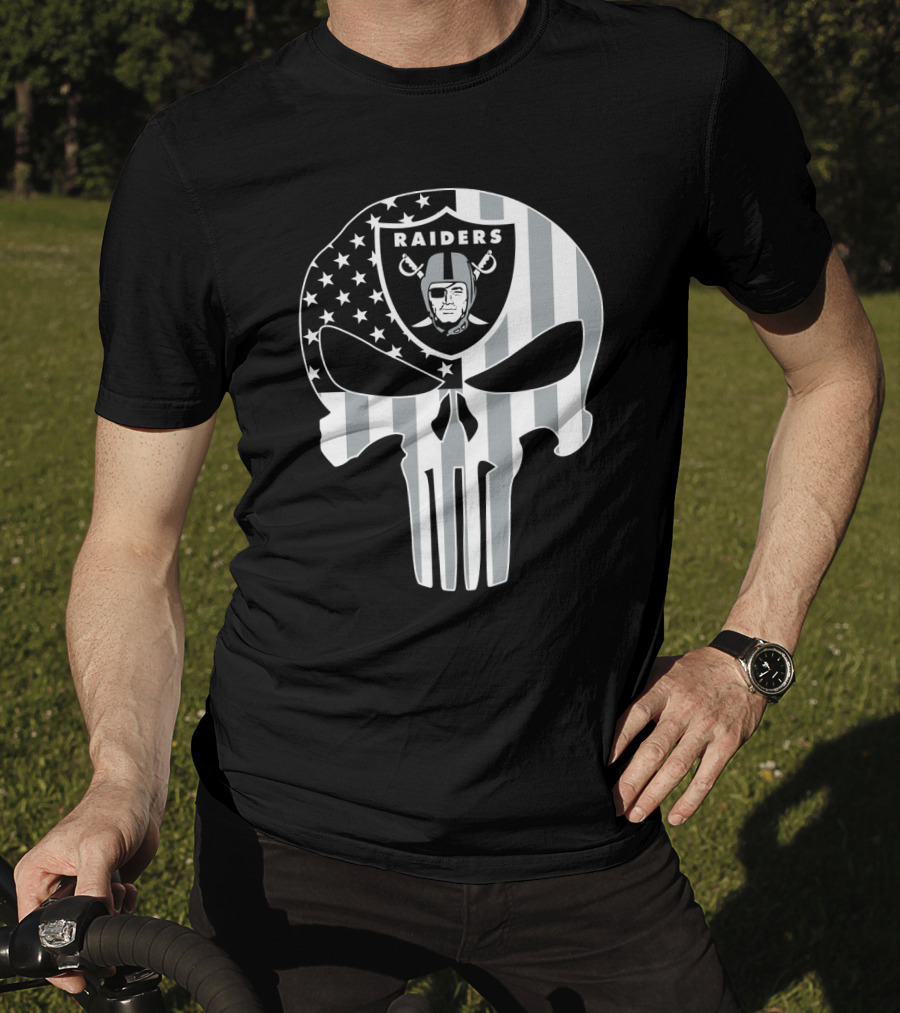 Raiders Punisher Skull American Flag T-Shirt