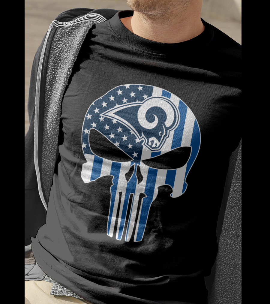 Rams Skull American Flag Punisher T-Shirt