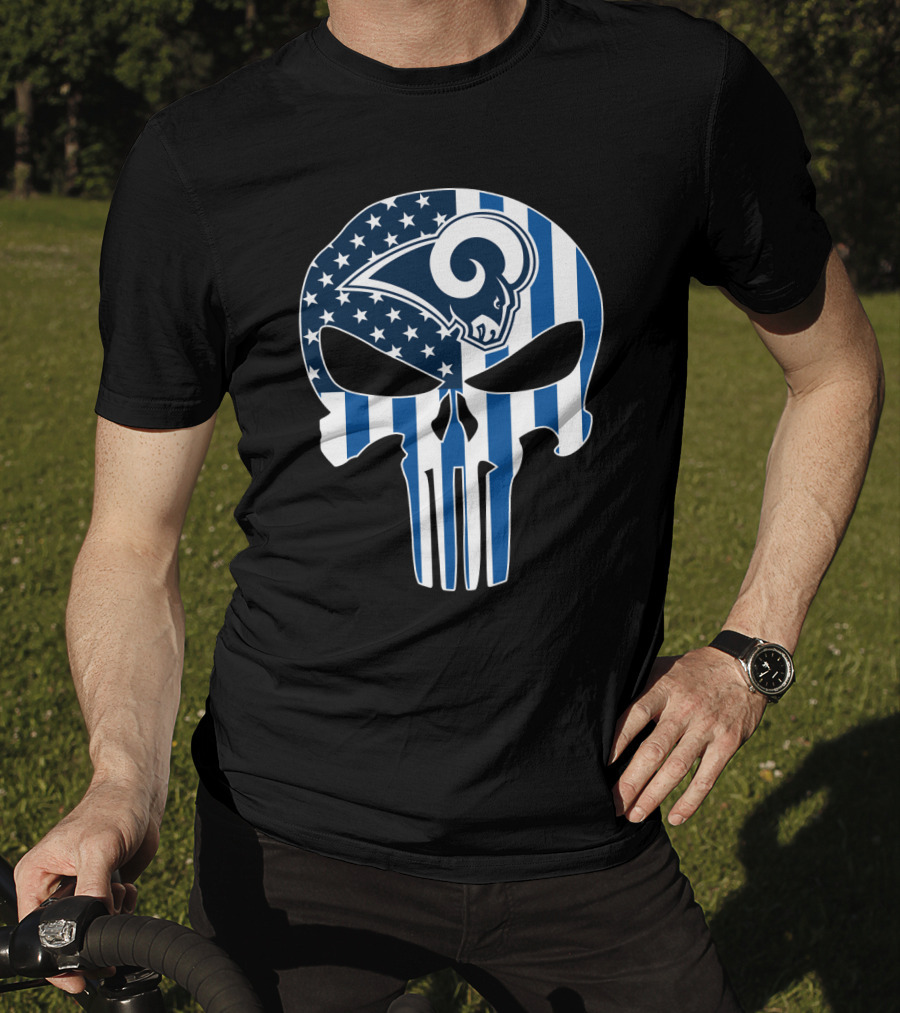 Rams Skull American Flag Punisher T-Shirt