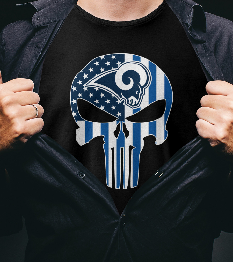 Rams Skull American Flag Punisher T-Shirt