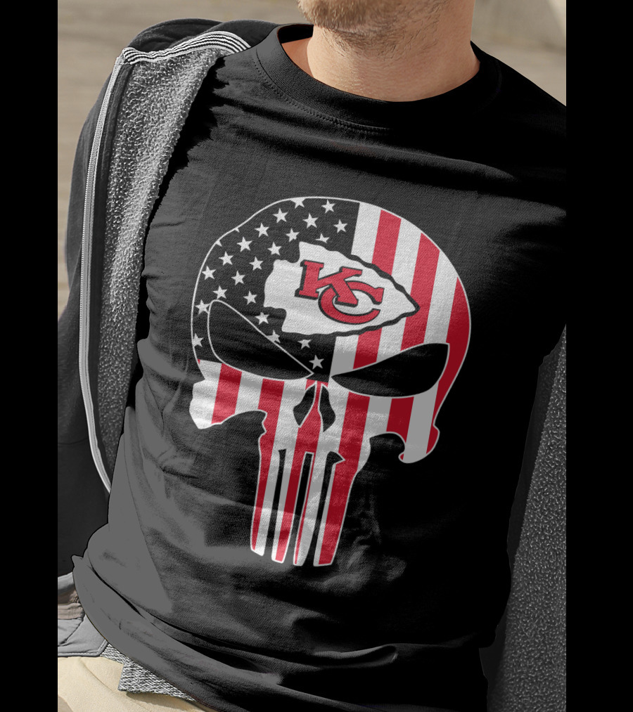Kc Chiefs American Flag Skull T-Shirt