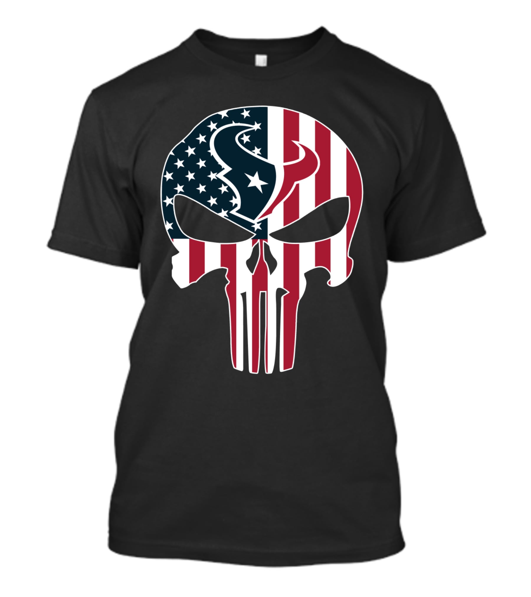 Houston Texans American Flag Skull T-Shirt