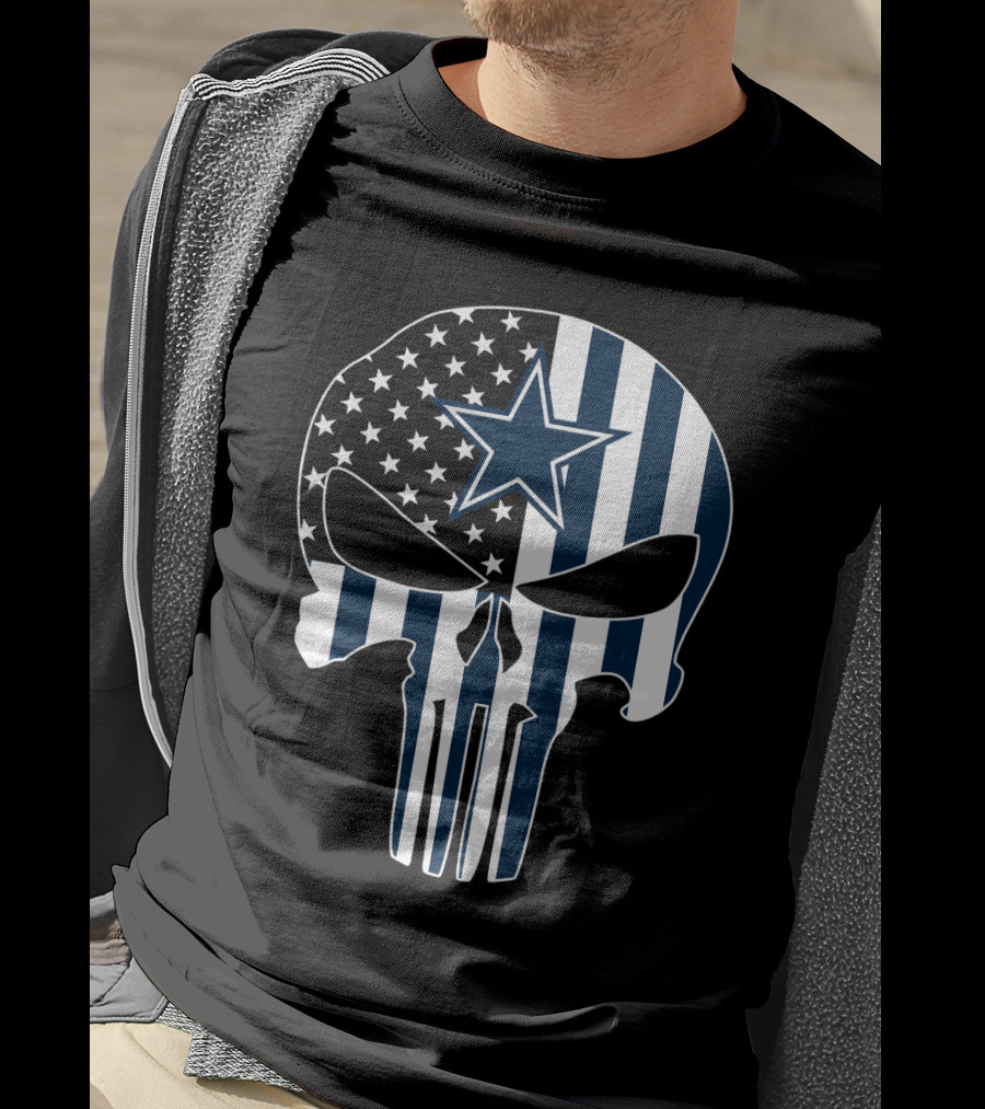 Dallas Cowboys Punisher Skull American Flag T-Shirt