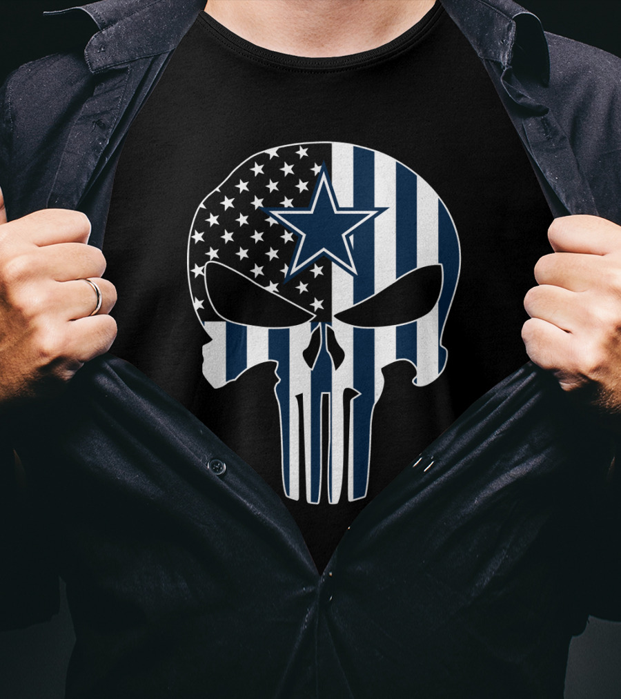 Dallas Cowboys Punisher Skull American Flag T-Shirt