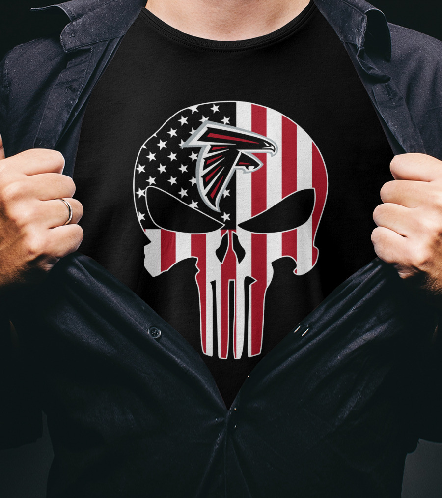 Falcons Skull American Flag T-Shirt
