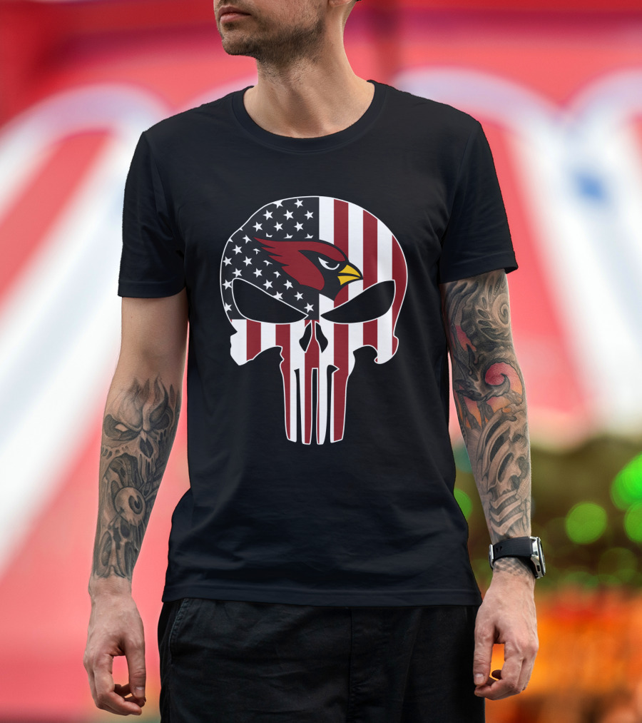 American Flag Punisher Skull Cardinals T-Shirt