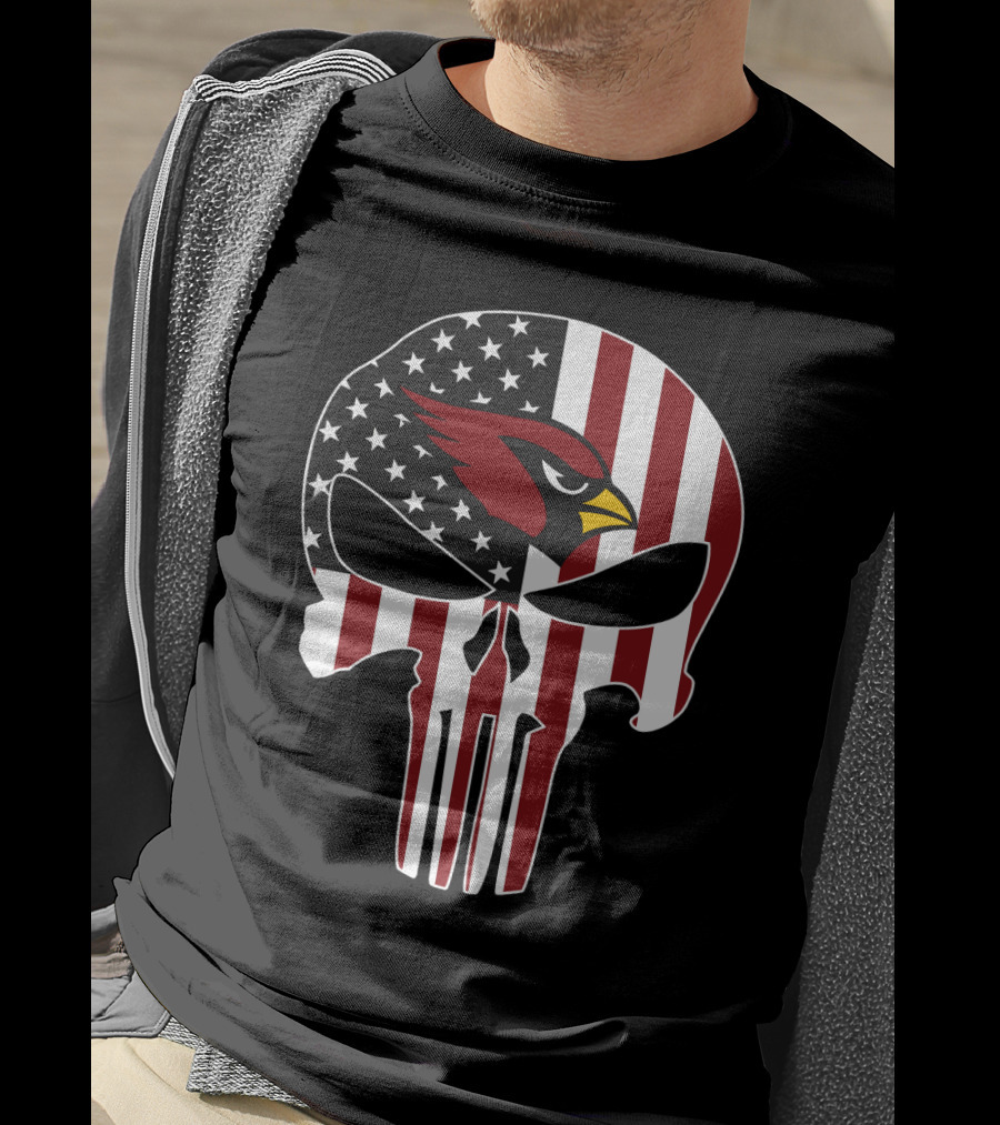 American Flag Punisher Skull Cardinals T-Shirt