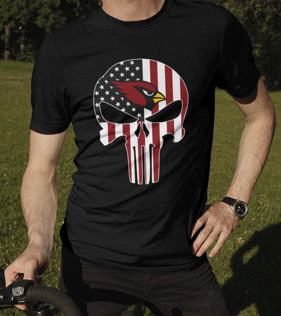 American Flag Punisher Skull Cardinals T-Shirt