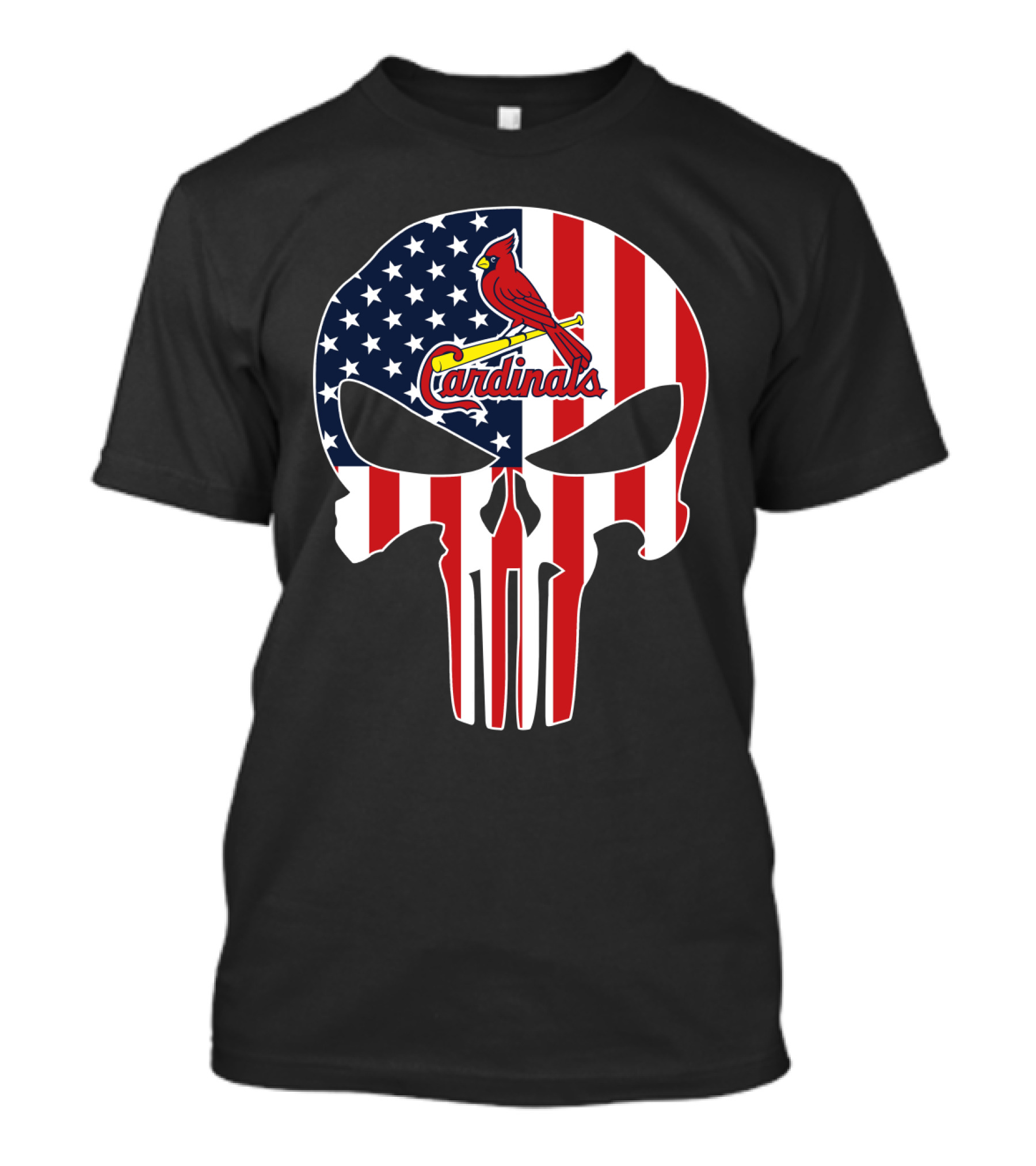 St Louis Cardinals American Flag Punisher Skull T-Shirt