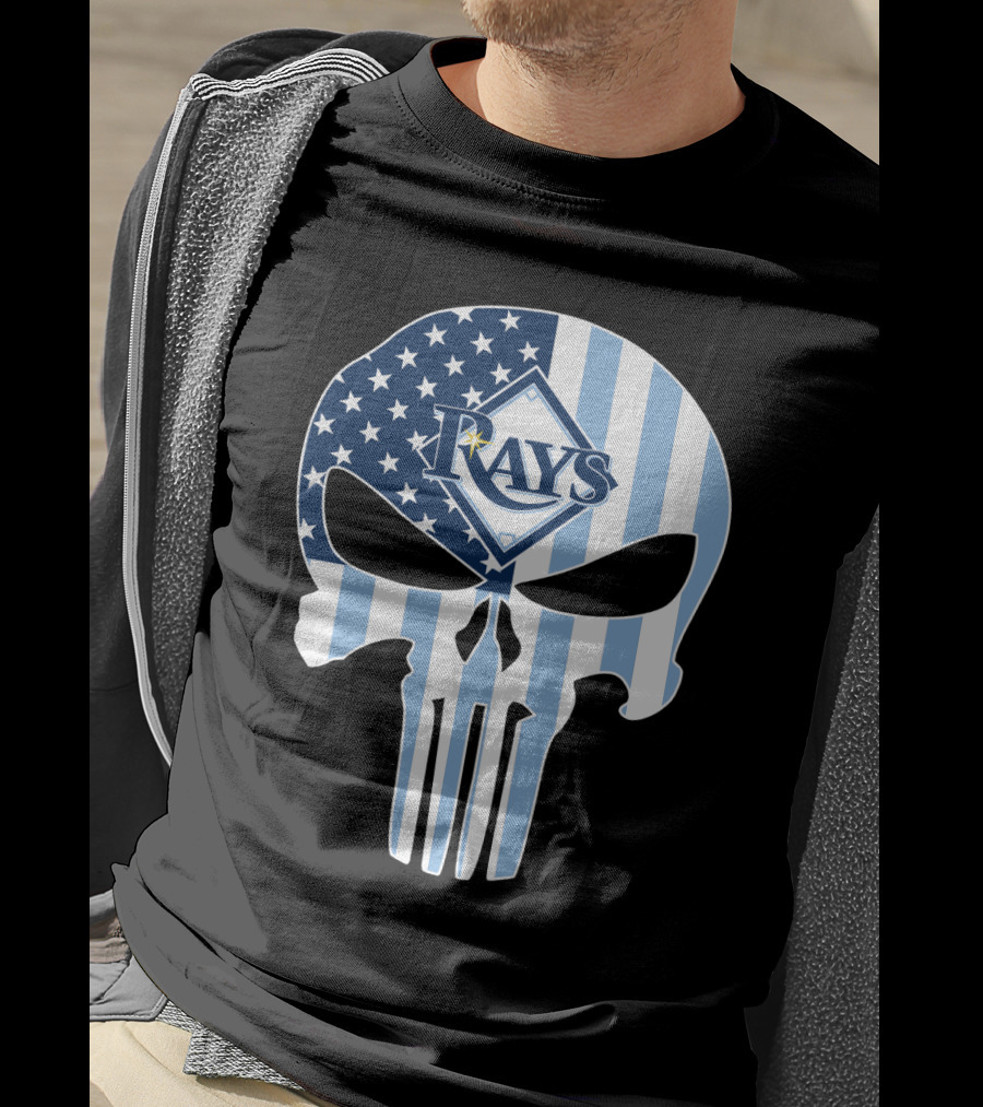 Rays Skull With American Flag T-Shirt