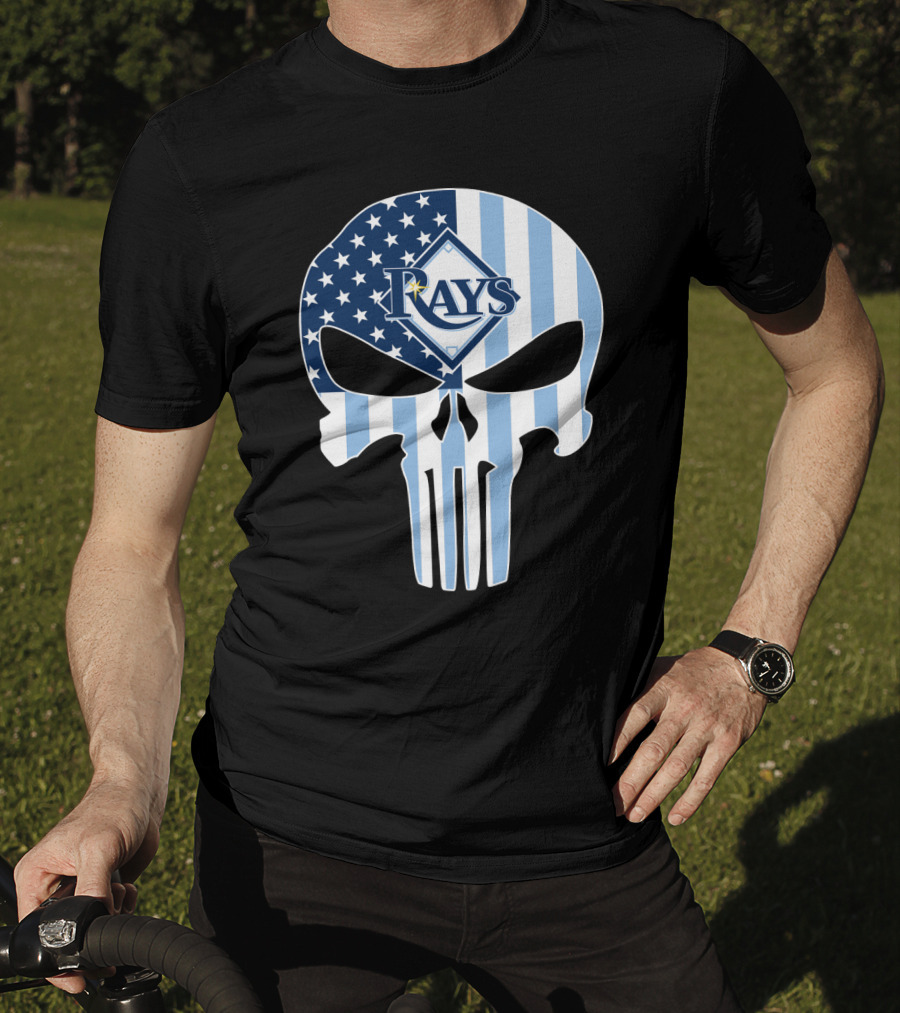 Rays Skull With American Flag T-Shirt