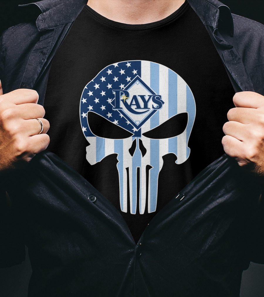 Rays Skull With American Flag T-Shirt