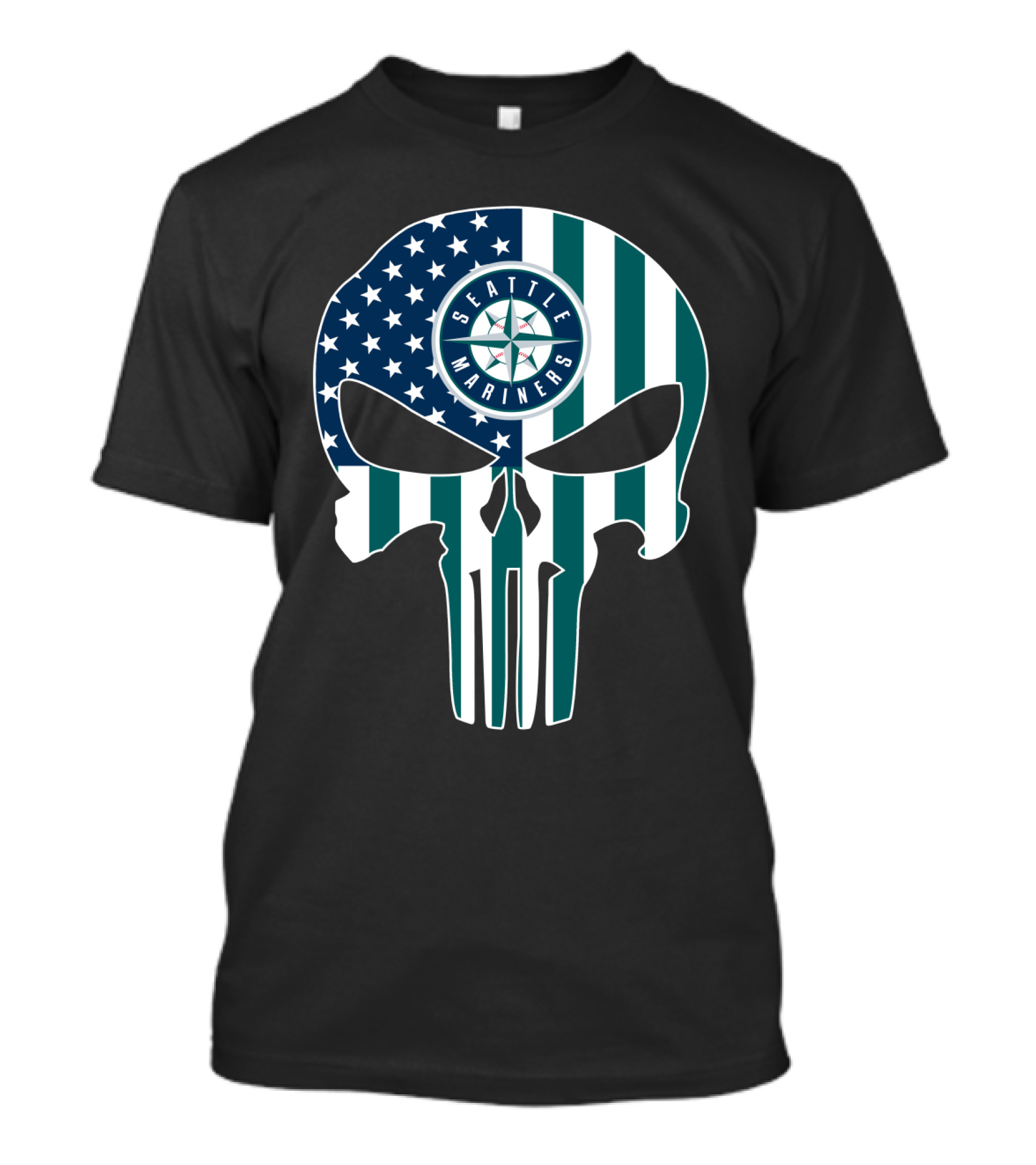 Seattle Mariners Skull Stars Stripes T-Shirt
