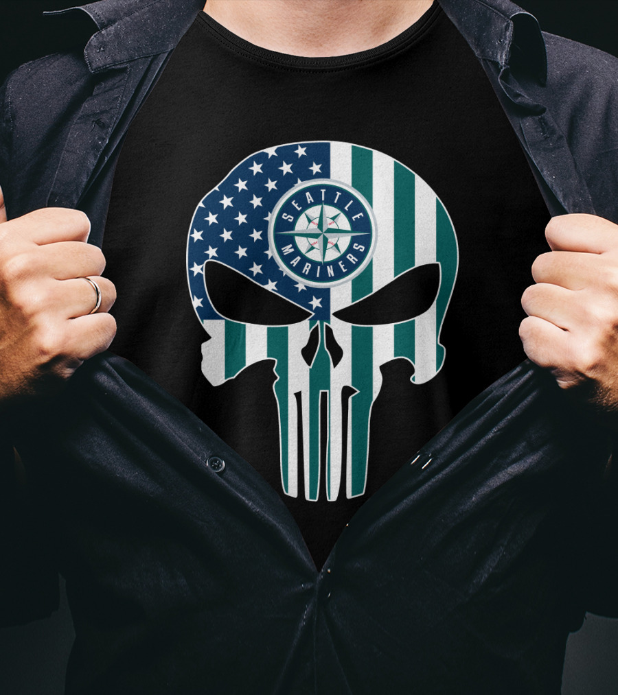 Seattle Mariners Skull Stars Stripes T-Shirt
