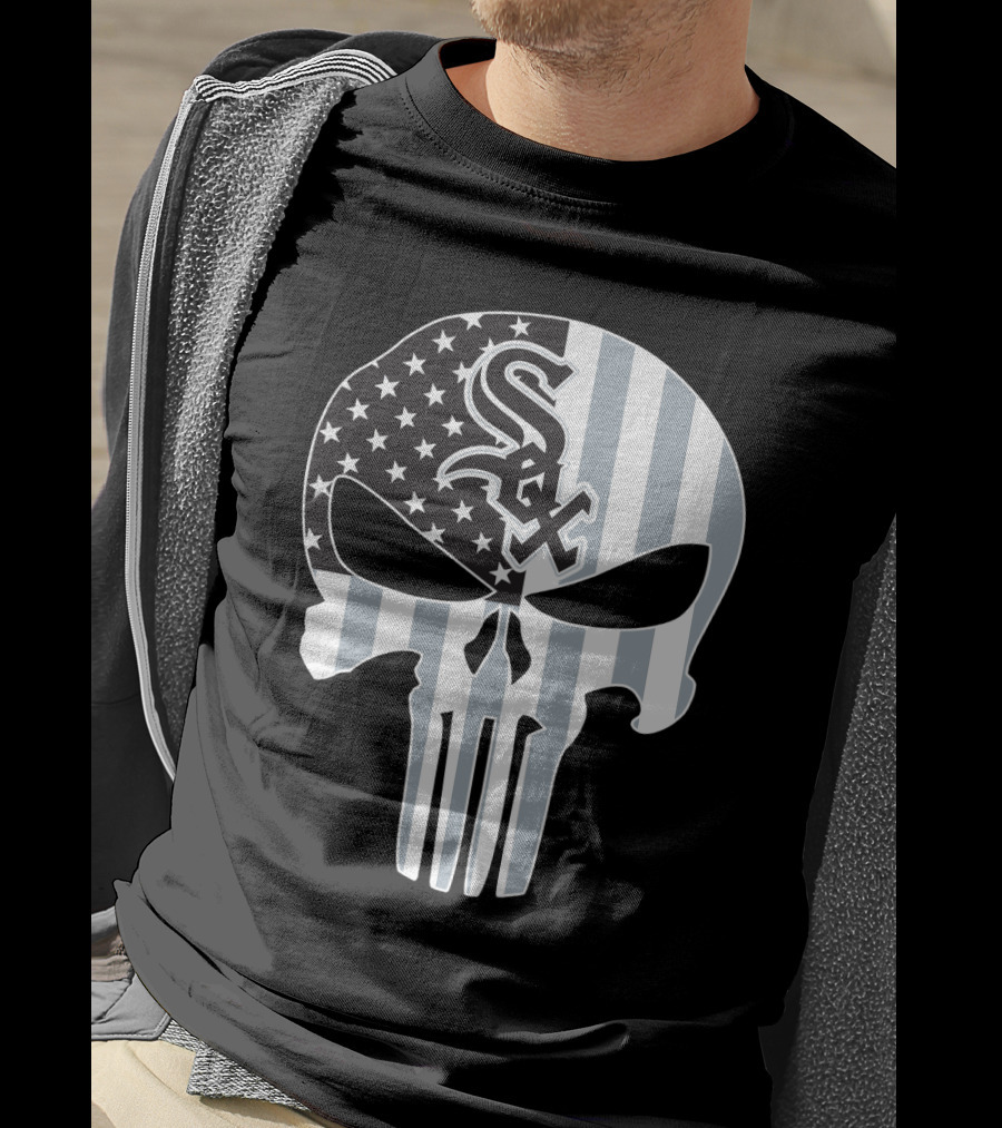 Chicago White Sox Punisher Skull American Flag T-Shirt