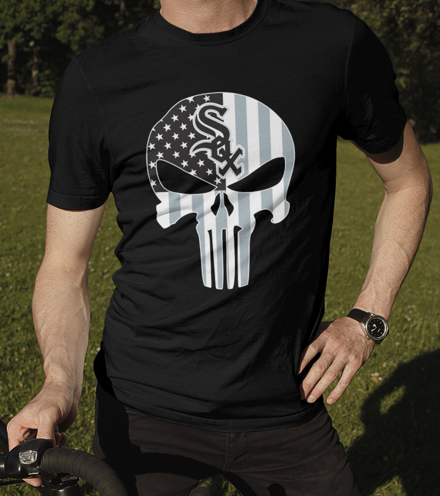 Chicago White Sox Punisher Skull American Flag T-Shirt