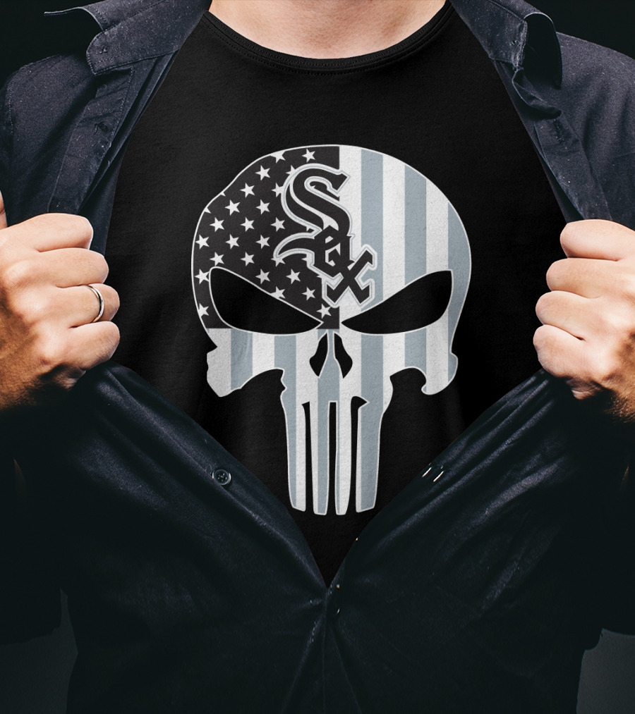 Chicago White Sox Punisher Skull American Flag T-Shirt