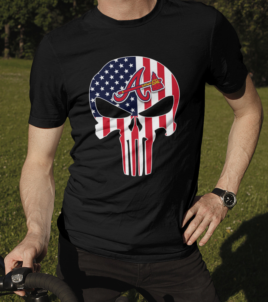 Atlanta Braves American Flag Skull Punisher T-Shirt