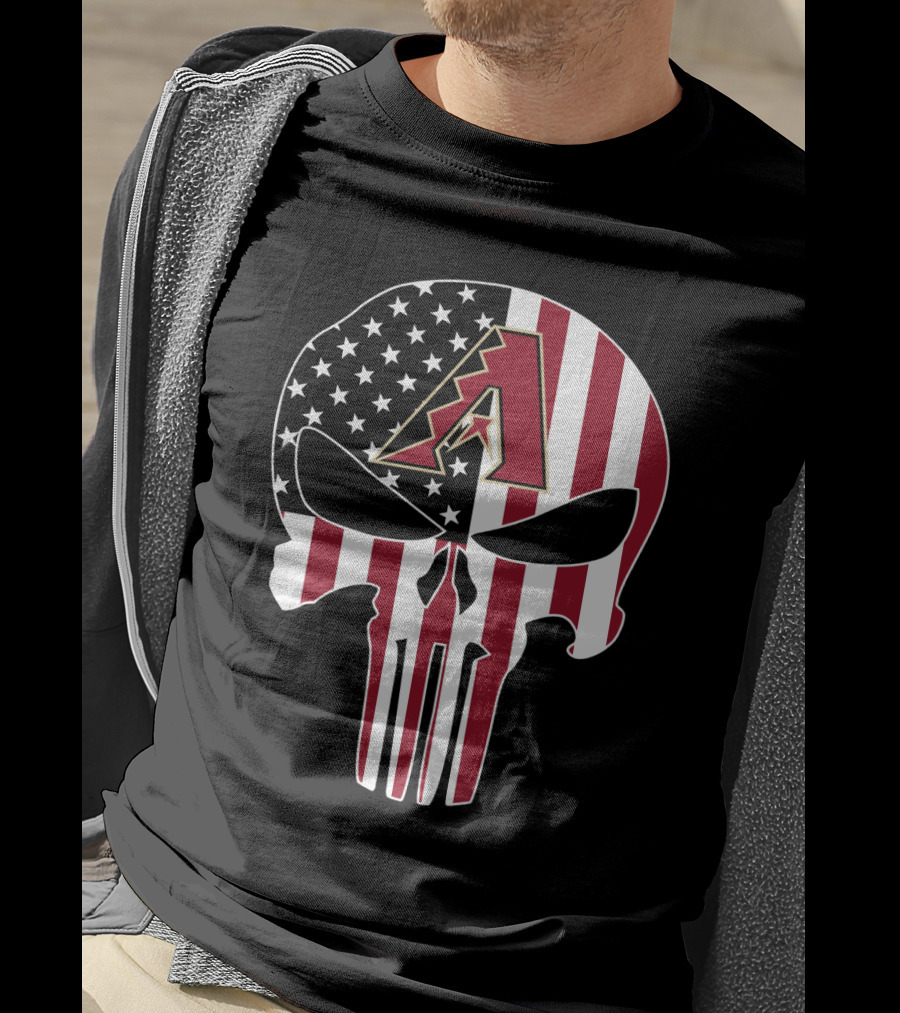 Arizona Diamondbacks American Flag Skull T-Shirt