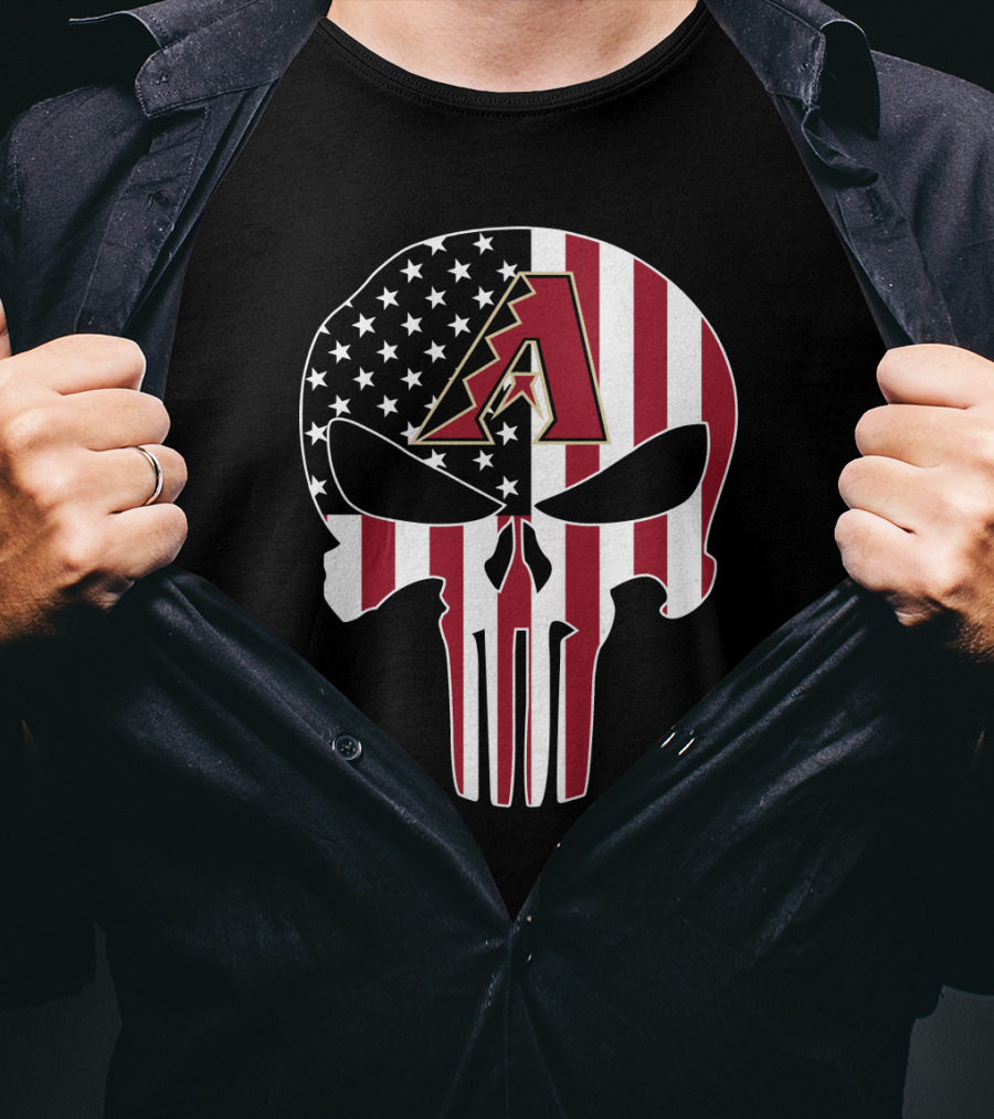 Arizona Diamondbacks American Flag Skull T-Shirt