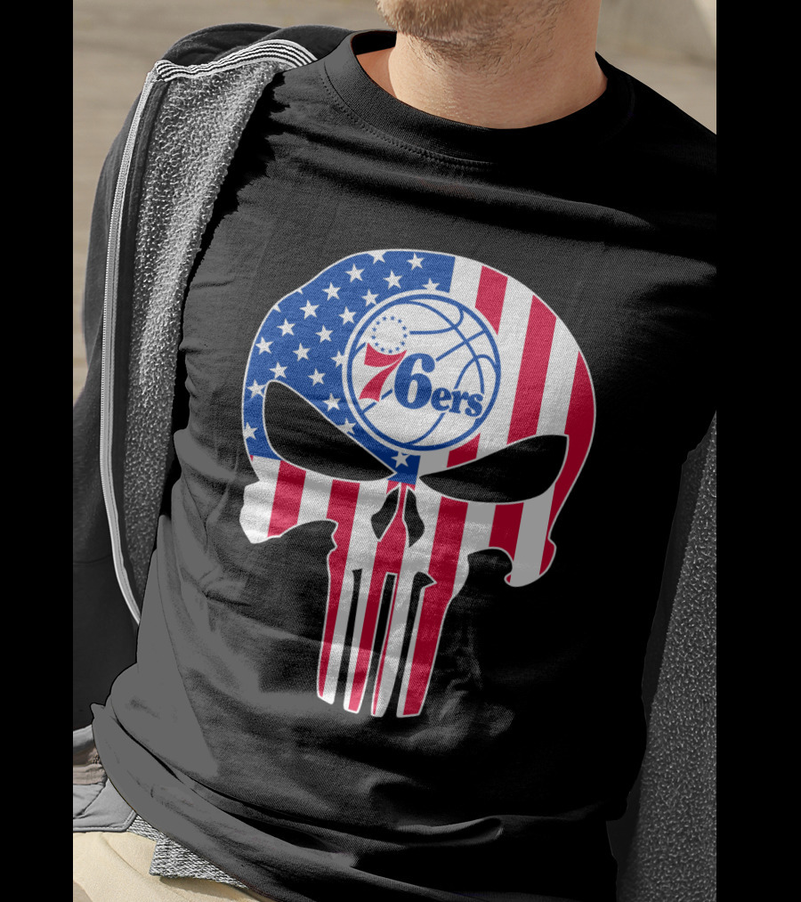 Philadelphia 76ers Stars And Stripes Punisher T-Shirt
