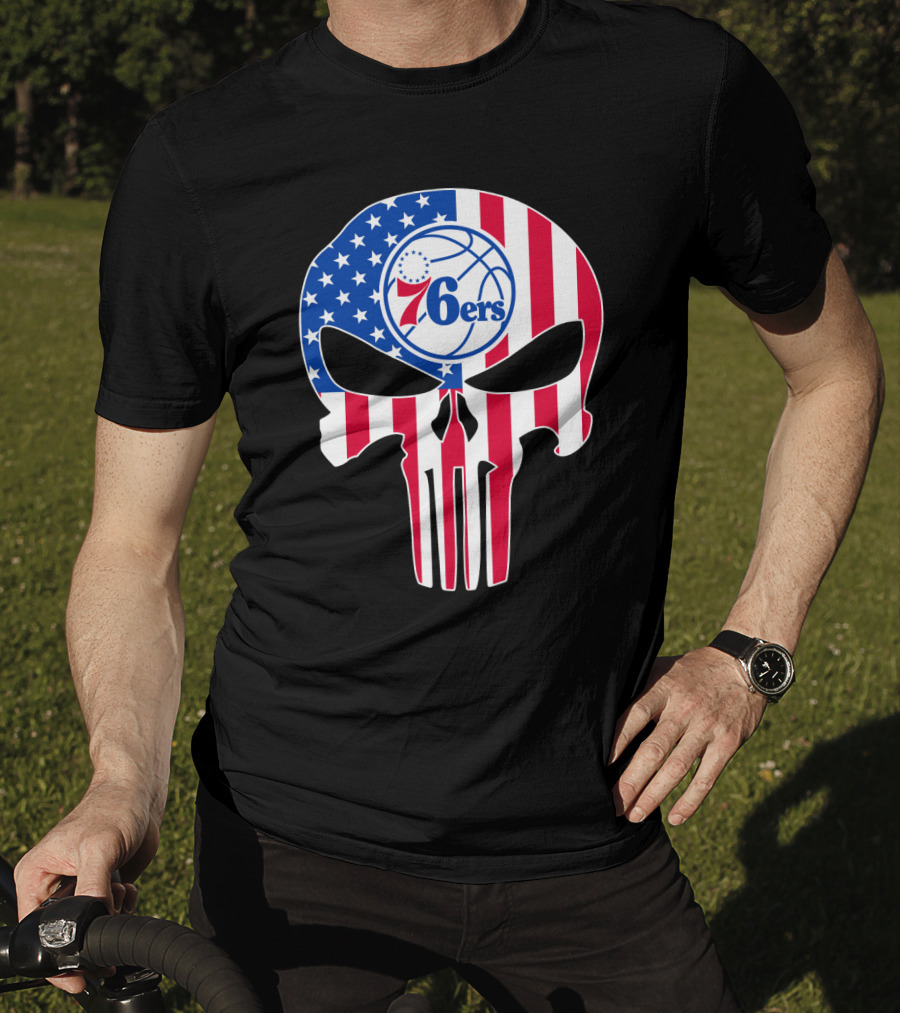 Philadelphia 76ers Stars And Stripes Punisher T-Shirt